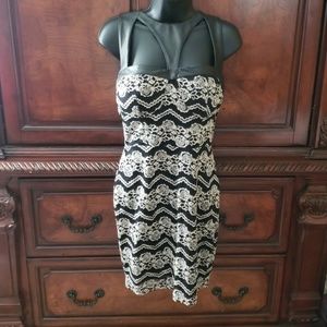 Leather and Rosette Dress